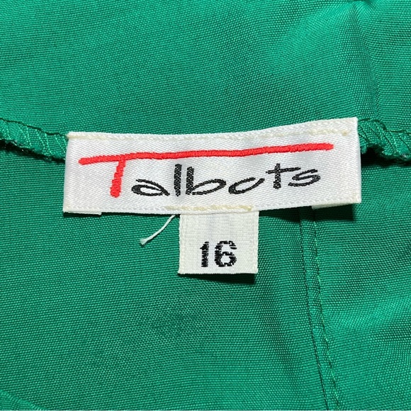 Vintage Talbots 80s Blouse Top Womens Size 16 Green Short Sleeve Shoulder Pads - Picture 3 of 9